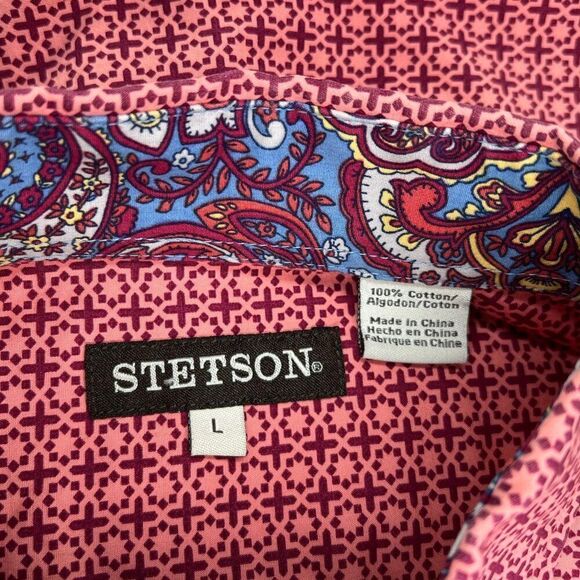 Stetson Western Shirt Men's Size Large Rodeo Dancing Casual Button Down - Picture 10 of 12